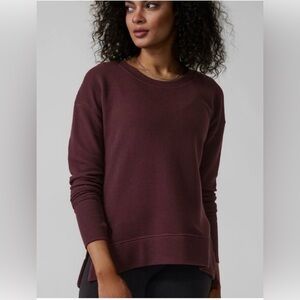 Athleta Coaster Luxe Waffle Sweatshirt Maroon EUC size XXS